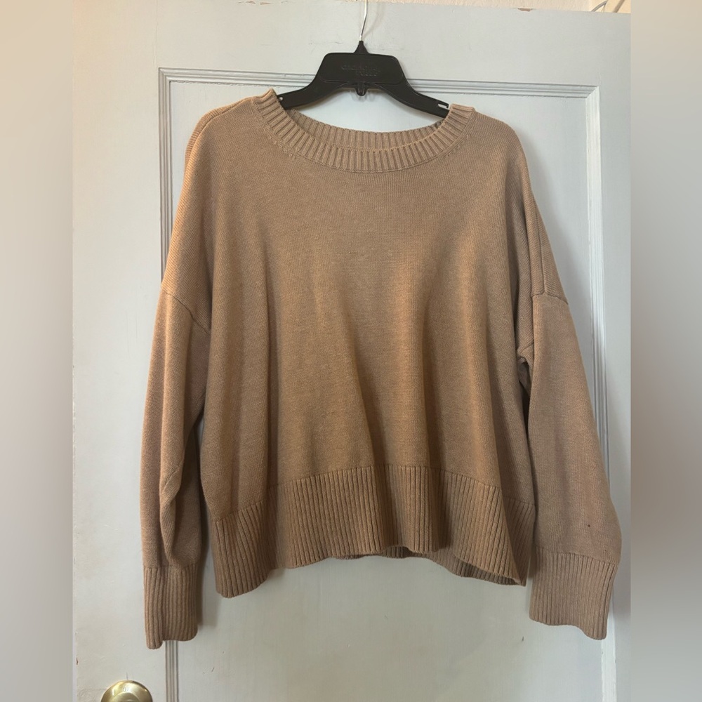 Lands' End Women's Tan Crew Neck Sweater